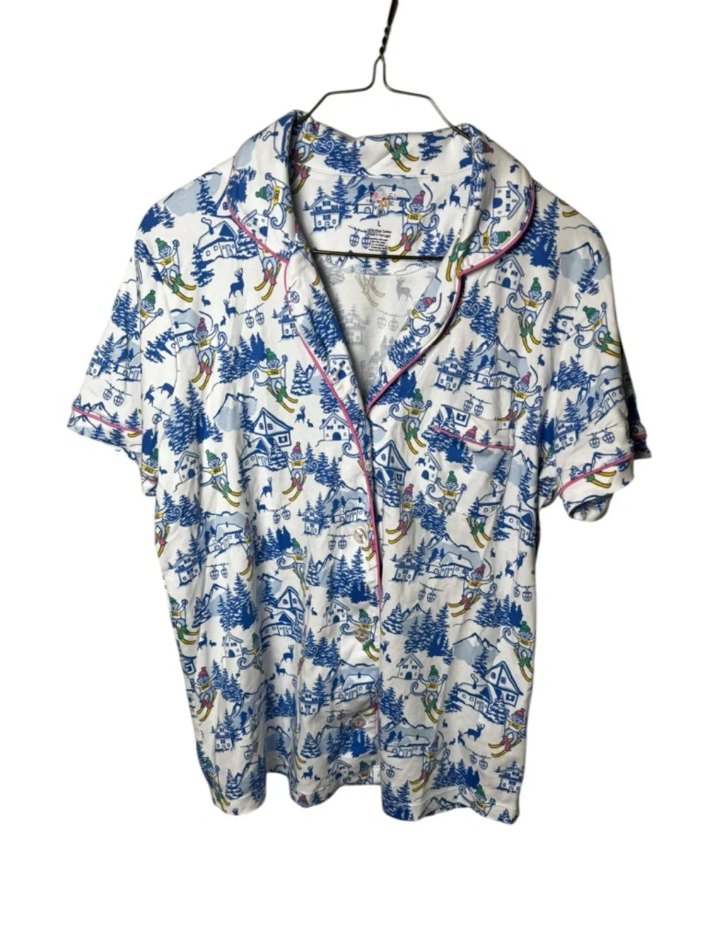 Roller Rabbit Ski Toile Polo Pajamas Blue Large - Picture 2 of 6